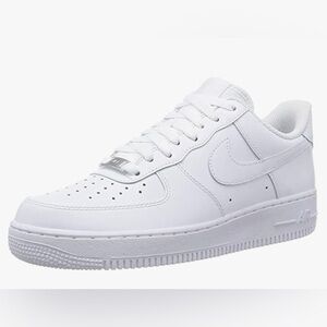 NIKE Sz 10.5 Air Force 1 Leather Low Top Lace Up Rubber Sole Basketball Sneakers